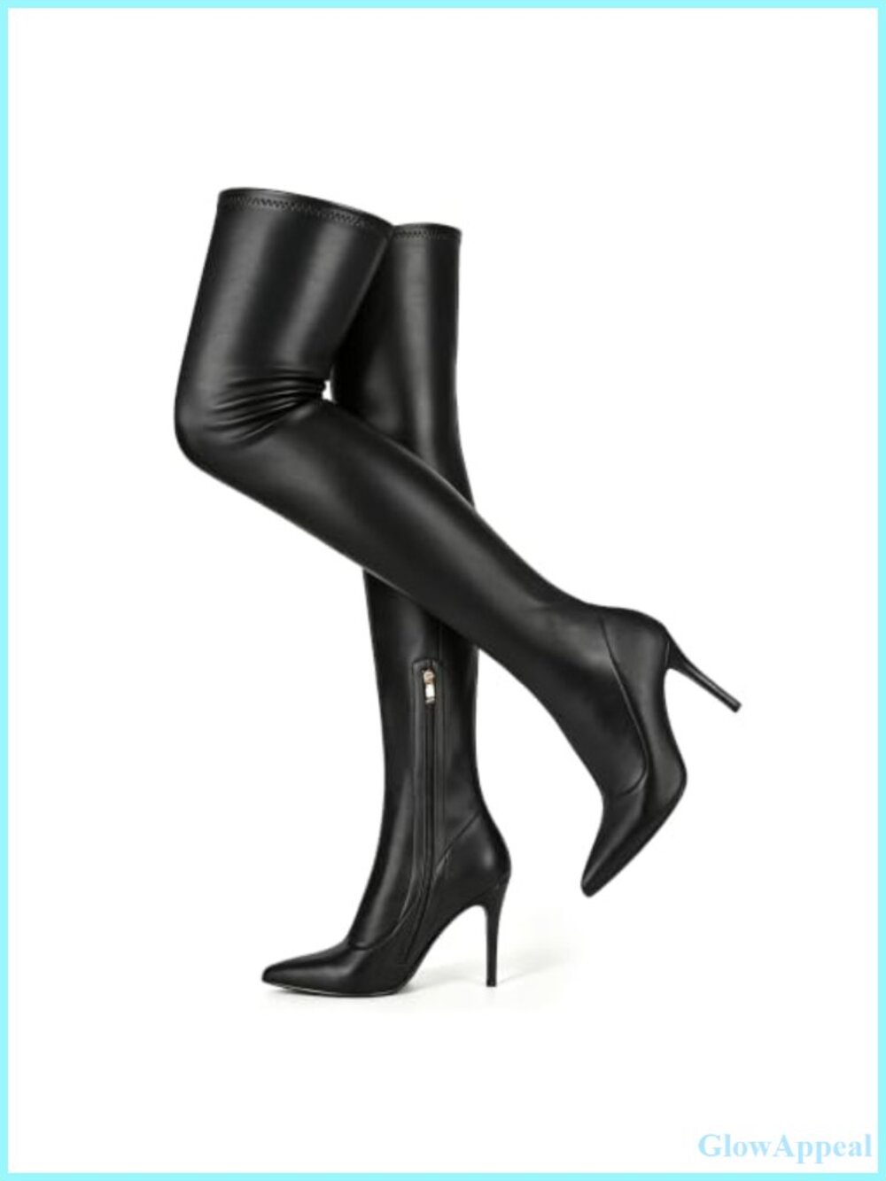 CAMSSOO Women's Over the Knee Boots Pointed Toe Stiletto Thigh High Suede PU
